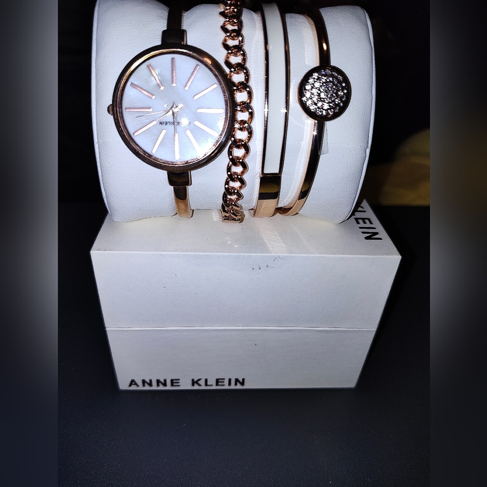 Anne Klein Rose Gold Watch and Bracelet Set - Picture 2 of 4